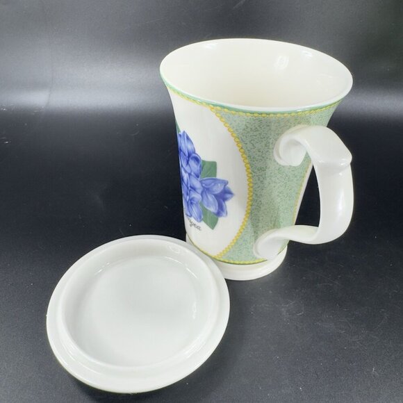 Saint James Hankook Super Strong Porcelain Mug Cup W Lid Coaster Hydrangea Mug - Picture 11 of 14